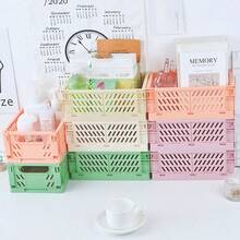 1pc Foldable Open Plastic Storage Basket, Classic Design For Countertop Organization + Food Pantry / Kitchen Cabinet / Laundry Room / Home Office Storage Needs - Multicolor - View 5