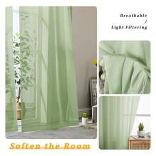 Light Green Sheer Curtains 90 Inches Long 2 Panels Set, Light FilteringFilmy Drapes For Living Room Bedroom, Elegant Soft Rod Pocket Voile Sheer Window Curtains, 42Wx90L Inch, 2PCS - Multicolor 135 - View 2