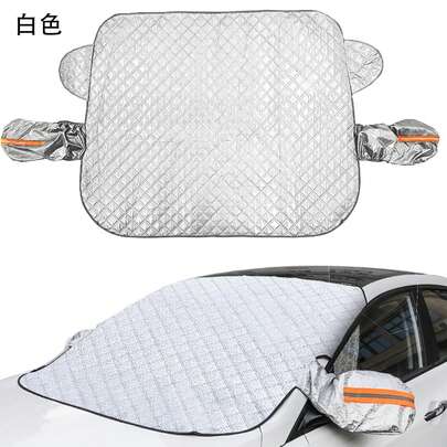 1pc Car Windshield Cover, Anti-Frost & Anti-Sun, Sun Shade & Snow Proof, With Reflective Strips & Ear Plugs, Fit For Sedan Models