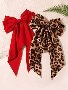 2 piezas Pinzas para el cabello con estampado de leopardo grande, Accesorios para el cabello con lazo retro burdeos, Diademas con lazo lindas, Adecuadas para uso diario, regalos festivos, decoraciones de fiesta y Navidad, Pinzas y pasadores para el cabello adorables