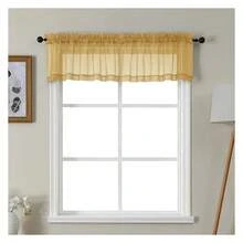 Gold Valances For Windows, Small Light Filtering Rod Pocket Cafe Valance Curtains, Soft Sheer Curtain For BathroomBasement, 42Wx14L Inch, 2 - Multicolor 127 - View 1