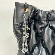 1PC Aesthetic -Style GuitarKeychain With Star & Heart Charm,Edgy Silver Metal Pendant For Bag,Keys, Phone, Unique Party Gift - Silver - View 5