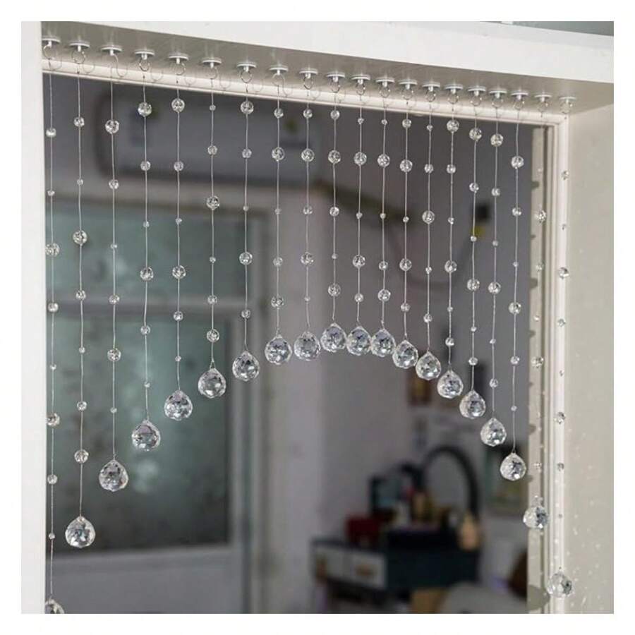 20 Strings Crystal Beaded Curtain, Arched Door String Curtain, Hanging Doorway Room Divider Suitable For Home, Coffee House, Bedroom, Restaurant. Clear - Nhiều màu 858 - Xem 1