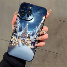 New Christmas Theme Snowman Family Pattern Creative Hot-Selling Phone Case - Suitable For IPhone 16e/7/8/XR/XS/X/11/12/13/14/15/16 Pro Max/Plus, Shockproof Full Protection Phone Case/Printed Phone Case/UV Phone Case, Gift For Friend/Friend - nero - Visualizzare 4