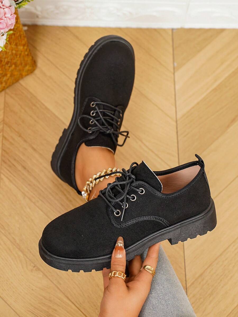 Pantofi Oxford pentru femei, la modă, 2025, noi, cu curea încrucișată, pantofi casual pentru exterior - Negru - Vizualizare 1