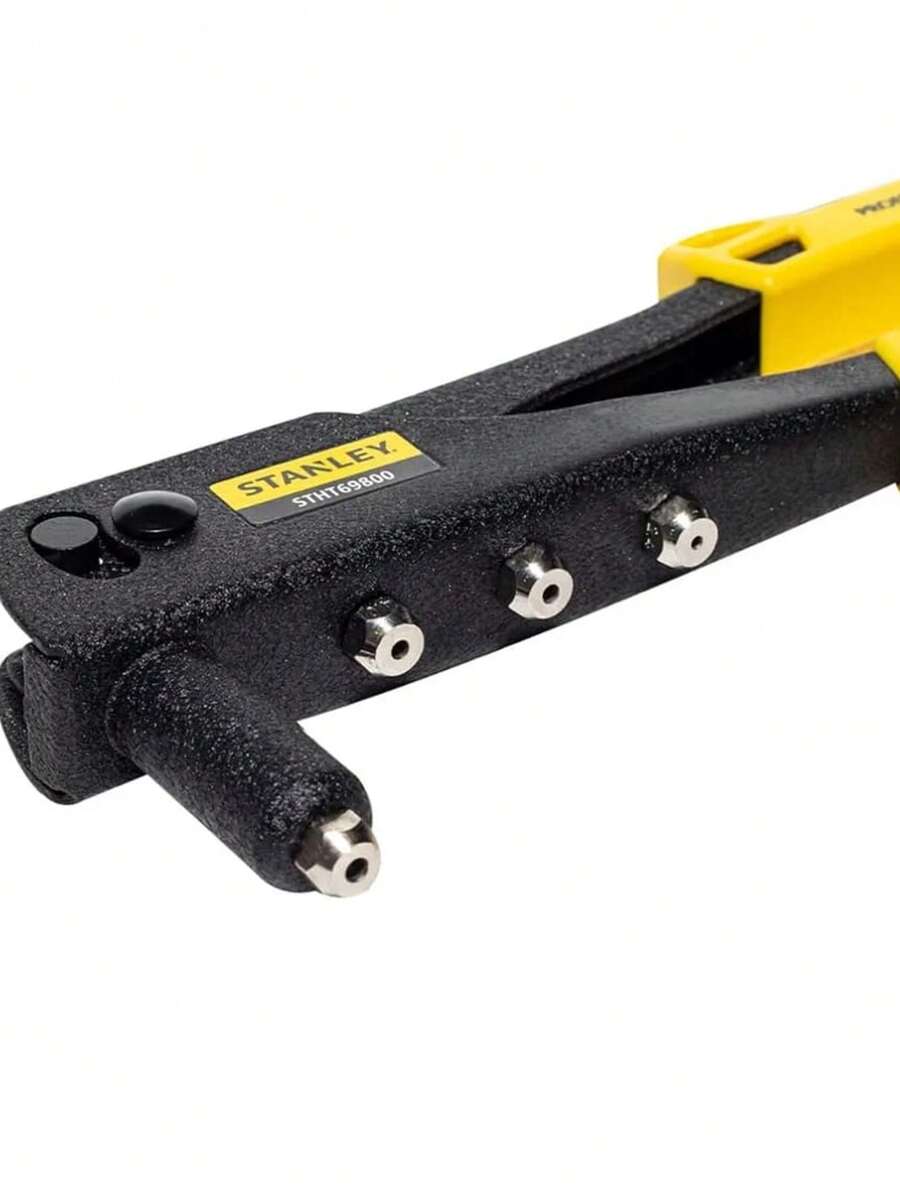 Remachadora  de 9 pulgadas, fabricada con cuerpo metálico resistente y mangos ergonómicos para un agarre cómodo. Diseñada para colocar remaches de diferentes tamaños en lámina, aluminio, metal o plástico. Ideal para trabajos de mantenimiento, construcción ligera y ensamble. Su sistema de palanca ofrece mayor fuerza con menor esfuerzo, garantizando un uso eficiente y duradero. Herramienta confiable para talleres y uso doméstico. - Amarillo - Ver 1