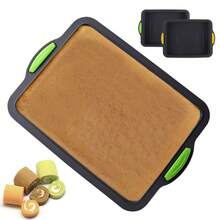 Brownie Baking Pan Cake Mold Square Silicone Baking Mold Home DIY Cake Roll Mold Bread - Beige - View 3
