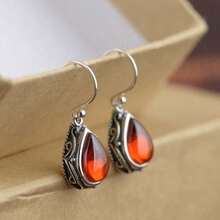 1Pair Bohemian Teardrop Earrings For Women,  Drop Earrings,  Vintage Jewelry, Unique Statement Gift For Women - 紅色 - 查看 5