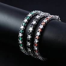 1pc Elegant Decorated Colorful Tennis Chain 925 Silver Bracelet, Suitable For Vacation, Party, Gift For Family, Friends, Christmas, Halloween, Valentine's Day, Birthday - Green - View 6