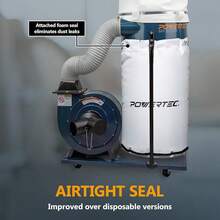 POWERTEC 70009V - Bolsa de recogida de polvo de plástico transparente, 19-1/2 pulgadas de diámetro x 33 pulgadas, paquete de 5 bolsas colectoras de polvo paraáquina con tambor de filtro de 19 - Bolsa inferior de 30 x 20 pulgadas - Ver 6