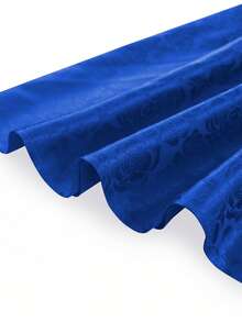 Elegant Plus Size Royal Blue Midi Dress For Women With Long Bishop Sleeves And Jacquard Fabric Flared Hem - Màu xanh lam - Xem 7