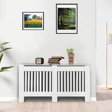 EFAN Radiator Cover White, Large Radiator Shelf Tall Radiator Cover Vertical Slatted Grill Cabinet Shelf Modern Radiator Covers MDF Wood Cabinet Shelf Heating Covers For Living Room Hallway (Large, White) - Large (H 82 X W 152 X D 19 Cm) - View 1