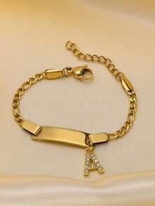 26个字母A-Z免费定制名字个性化简约儿童弧形名字手链锆石字母吊坠定制婴儿首饰，也可作为新生儿妈妈的礼物，趣味圣诞礼物，定制饰品，返校季冬季礼物创意，男孩女孩情人节礼物，多功能，装饰性强，雕刻精美，时尚，婴儿时尚，整洁，色彩缤纷，现代，可爱，卡哇伊，讨人喜欢，定制，独特的珍宝，婴儿礼物，可爱宝宝，幼儿时尚，送给他的理想礼物，家人，朋友，女儿，儿子，她，儿童节礼物，多功能，装饰性强，字母，时尚，现代，色彩缤纷，可爱，讨人喜欢，休闲，定制，个性化，独特，定制，送给他的理想礼物，送给她的理想礼物，定制儿童时尚首饰，简单舒适、儿童、都市盛会、旅行、学校、旅行组织者 - 金色 - 查看 10