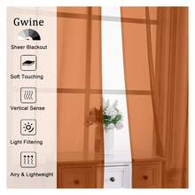 Burnt Orange Valances For Windows, Small Light Filtering Rod Pocket Cafe Valance Curtains, Soft Fall Sheer Curtain For BathroomBasement, 42Wx14L Inch, 2 - Multicolor 157 - View 2