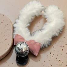 Hairy Bell Collar Women's Winter, Bow Plush Choker Necklace, Light Luxury Christmas Accessories - 白色 - 查看 4
