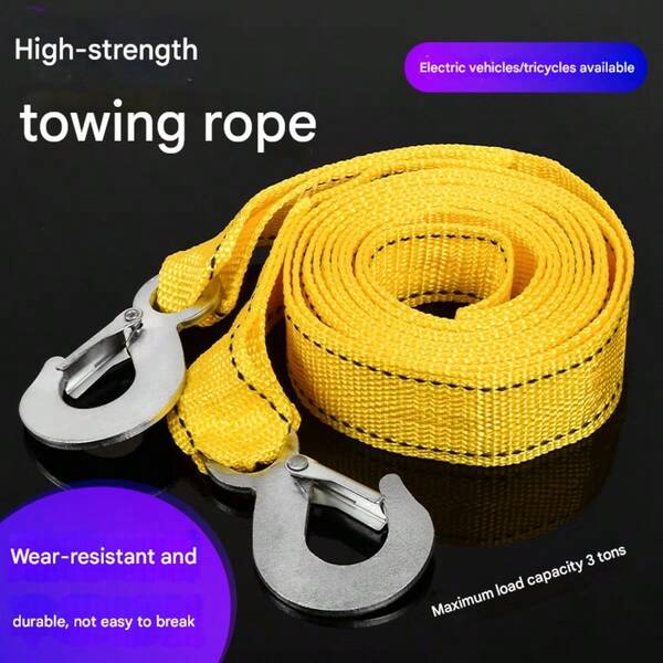 Car Trailer Rope,Car Emergency Tow Rope,Off,Road Thickened Car Dolly Strong Rescue Pulling Tow Rope, Nylon Recovery Strap With For Vehicle Emergency Recovery,Heavy Trailer Winch Strap,Unparalleled Burst Strength, Including Sturdy Hooks,Perfect For Towing And Recycling, Yellow Gift For Father