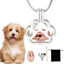 Mặt dây chuyền đựng tro cốt, mặt dây chuyền hình dấu chân thú cưng bằng thép không gỉ, mặt dây chuyền đựng tro cốt có thể mở được. - Nhiều màu - Xem 11