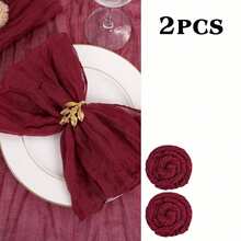 2/5/10pcs Set Burgundy Cheesecloth Table Runner - Bohemian Vintage Country Style, Perfect For Weddings, Bridal Showers & Birthday Parties - Burgundy - View 21
