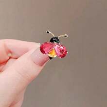 1pc Elegant Red Bee Pin, Zinc Alloy Casual Brooch For Women Everyday Wear, Spring/Summer/Autumn/Winter Halloween Dress Accessories Pin For Clothes Bag Charm Backpack For School Office Accessories Shirts Jacket Jewelry Christmas Clothes Pin Funny Cute Teacher Gifts Halloween Accessories Teachers Day - 金色 - 查看 3