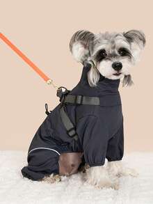 4-Legged Pet Windproof Jacket, Integrated Chest & Back Design, Can Be Used With Leash, New Warm & Cold-Resistant Model - Grey - View 4