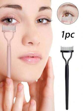 1Pc Eyelash Separator Tool Metal Teeth Mascara Brushes Lash Comb With Cover For Combing, Separating Eyelash, Women Mascara Applicator,Makeup,Room Decor,Vanity,Travel,Bedroom,Makeup Accessories