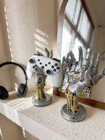 1pc Cyberpunk 3D Printed Game Controller Stand - Multifunctional Desk Organizer For Game Controllers And Phones | Mechanical Style Decor | Ideal For Home And Office Use Playstation 5, Gaming Accessories, Boyfriend Gifts, Bracelet Gifts