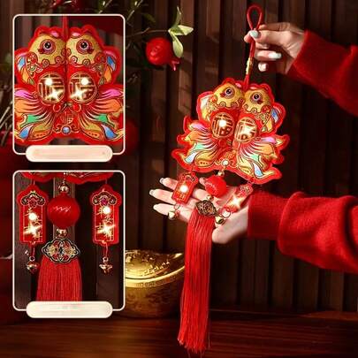 Adorno colgante de peluche del Año del León 2025 con campanas - Decoración navideña roja y dorada para celebraciones de Año Nuevo, adecuada para la sala de estar y la entrada, decoración de pared con león