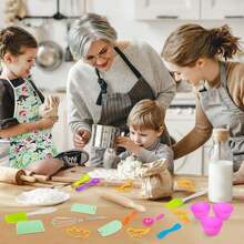 Juego de Cocina y Horneado para Niños, Traje de Chef Dinosaurio, con Delantales para niños, Gorro de Cocinero, Guantes, Regalo de cumpleaños y Navidad, Regalo para Navidad y Cumpleaños(25 PCS) - Rosa - Ver 6