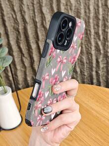 Charmante Handyhülle mit Tulpenschleife und Herzmotiv, romantische ästhetische Blumenhülle, süßes Schutzaccessoire für Frauen, stoßfest, schmale Passform, kompatibel mit iphone16 pro max/16pro/16plus/16/15promax/15pro/15plus/15/14promax/14pro/14plus/14/13promax/13pro/13/12promax/12pro/12/11promax/11pro/11/X/XS/XSmax