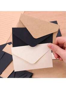 10/30个复古方形迷你信封，牛皮纸信封，小卡片，黑白，极简设计，随机款式 - 彩色 - 查看 5