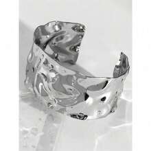 1pc Geometric European And American Exaggerated Design Bangle - 銀色 - 查看 1