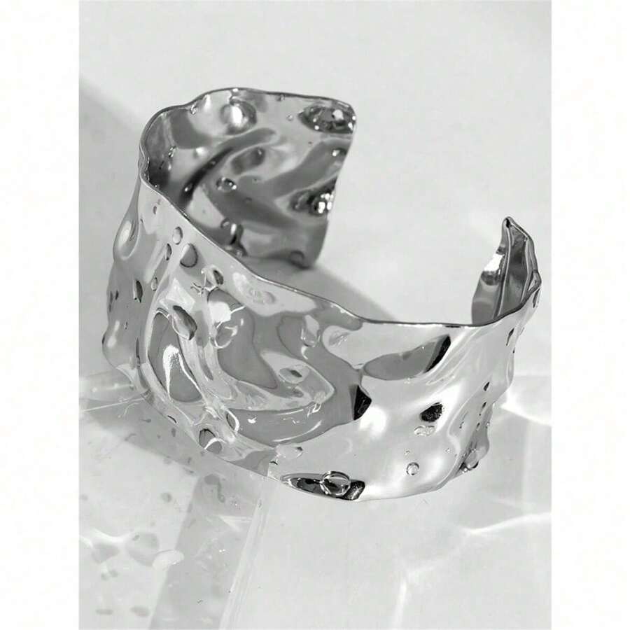 1pc Geometric European And American Exaggerated Design Bangle - 銀色 - 查看 1