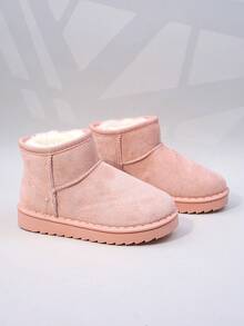 新款秋冬儿童雪地靴，中大童平底鞋，毛绒厚底女童保暖靴，男童短靴，幼儿