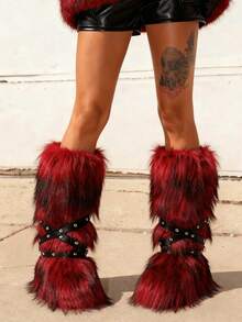 New Winter Warm Plush Artificial Fur Women's Lace Up Snow Boots - Soft Lined Long Tube Boots With Comfortable Sliding Cover Design And Fashionable Strap Design, Suitable For Indoor And Outdoor Wearing In Cold Weather, Neutral Long Ankle Artificial Raccoon Leather Snow Boots - Solid Color Classic, Ultra Smooth Fur Touch, Perfect Choice For Christmas And Halloween, Y2K Style! Y2K Fashion Men's And Women's Snow Boots - Made Of Synthetic Washed Bear Skin, With Silky Smooth Fur Texture And Classic Pure Color Tones, Ideal For Christmas And Halloween! Long Unisex Synthetic Raccoon Skin Snow Boots - Solid Color Classic, Super Smooth Fur Landing, Essential For Christmas And Halloween, Edgy Y2K Vibe Fake Washed Bear Skin Snow Boots For Christmas And Halloween (Suitable For Both Men And Women)