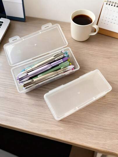 1 pezzo Astuccio portamatite di grande capacità, scatola organizer da scrivania in plastica trasparente per vari tipi di matite