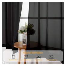 Extra Long Black Sheer Curtains 120 Inches Long 2 Panels Set, Voile Light Filtering Window Drapes For Patio Door/Birthday Party/Hallway Window Guest Room, Each 42Wx120L In, 10FT, Black - 多色154 - 查看 6