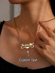 1pc Customized Delicate Heart & Butterfly 12 Month Personalized Name Necklace, 18K Gold Plated Necklace, Personalized Gift, Birthday Gift, Mother's Day Gift - Gold - View 1