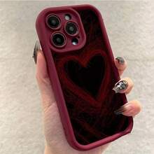 Funda de Teléfono con Patrón de Corazón de Líneas Simples y Desordenadas para 16Promax/16plus/16Pro/16/15Promax/15plus/15Pro/15/14Promax/14plus/14Pro/14/13Promax/13Pro/13/12Promax/12Pro/12/11Promax/11Pro/11/xsmax/xr/x/7plus/TPU Antigolpes Antisuciedad Funda Protectora Suave - Colores mixtos - Ver 6