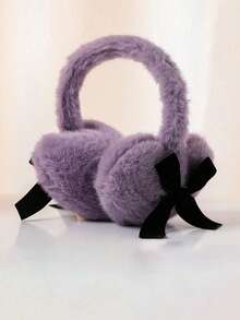 1pc Autumn/Winter Plush Bow & Heart Earmuffs, Thermal Lined Thick Cold-Proof Ear Warmers, Cycling Thermal Ear Covers - Multicolor - View 5