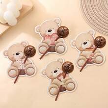 16pcs/32pcs/40pcs/80pcs Bear Lollipop Holder Cards Set - Cute Bear Candy Wrappers ForBirthday Party & BabyShower Supplies - Multicolor - View 3