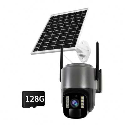 128G+Solar Outdoor Wireless Security Camera, Low-Power WiFi Security Camera, Equipped With Solar Panel, Rechargeable Battery, CCTV 2.4G WiFi, 355° PTZ With AI Motion Detection, Color Night Vision, Two-Way Audio, Cloud Storage, Application Connects Suitable For Home Wireless Security Cameras For Watching The Elderly, Babies, Children, Pets;
