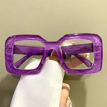 Gafas cuadradas de moda, unisex, diseño de marco simple - Azul - Ver 1