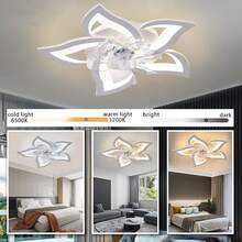 Ceiling Fans With Lights Remote Control, 27" Black, 6 Speeds 3 Light Color Low Profile Flush Mount Ceiling Fan For Kitchen Bedroom - 白色 - 查看 3