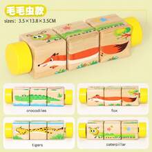 Tidigt lärande barn roterande pusselblock Montessori vridande kuber barn pedagogiska grepp byggsten träleksaker - Multifärgad - Visa 20