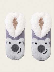 1 Pair Adult Women's/Couples' Thick Thermal Lined Non,Slip Socks, Indoor Home Floor Socks With Silicone Grips, Autumn/Winter, Cozy Socks