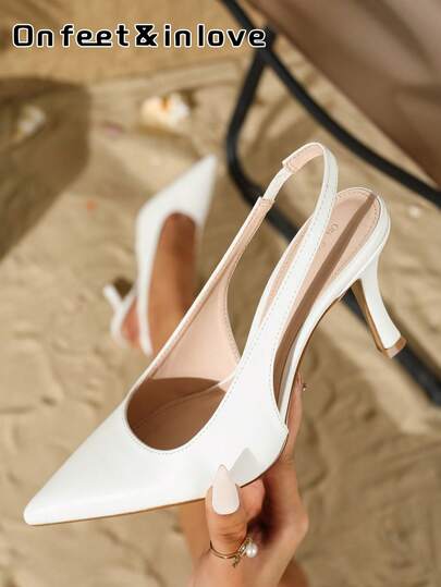 On feet& in love 2025秋冬季女士时尚优雅后系带尖头细高跟鞋，适合搭配连衣裙和婚礼，优雅