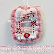 1pc Cute Lace Photo Card Holder, Can Be Hung On Backpack, Handmade Plaid Fabric DIY Finished Product, Anime/ACG/Celebrity Fan Goods, 3-Inch Photo Display Accessory, Transparent Lolita Decor, Bag Charm Card Holder - 彩色 - 查看 8