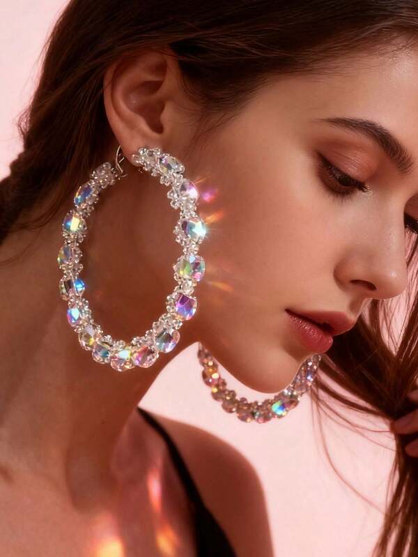 2026 Large Street Clairvoyant Wedding Women's Earrings; Round Crystal Earrings; Accessory Gift; Hot