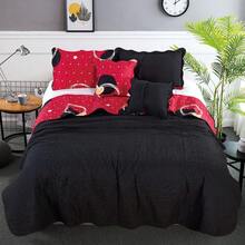 Set Colcha de Doble Vista con Fundas de Almohada y Fundas de Cojin (5pz en Total) Sobrecama Térmica Reversible de Alta Calidad con Fundas sin Relleno - Negro - Ver 2