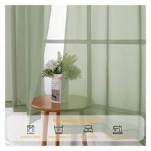 Green Sheer Curtains 84 Inches Long 2 Panels Set, Light Filtering Sheer Curtains For Living Room Bedroom 59 Inch Extra Wide, Modern Voile Soft Airy Rod Pocket Drapes, 59Wx84L Inch, 2PCS - Multicolor 146 - View 6